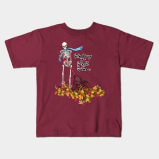 Raking in Fall Vibes Kids T-Shirt